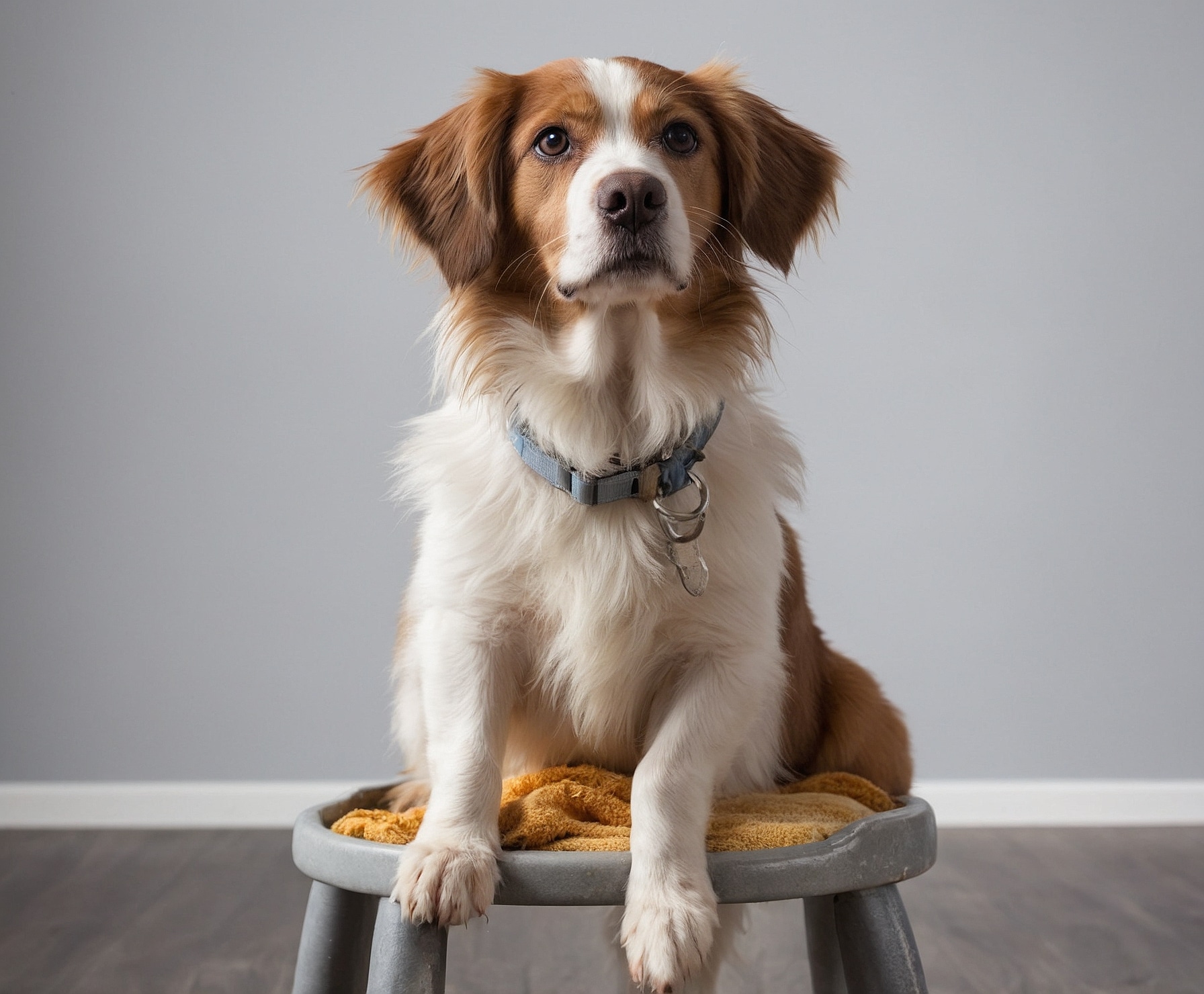 Perro en proceso de peluquería canina moderna